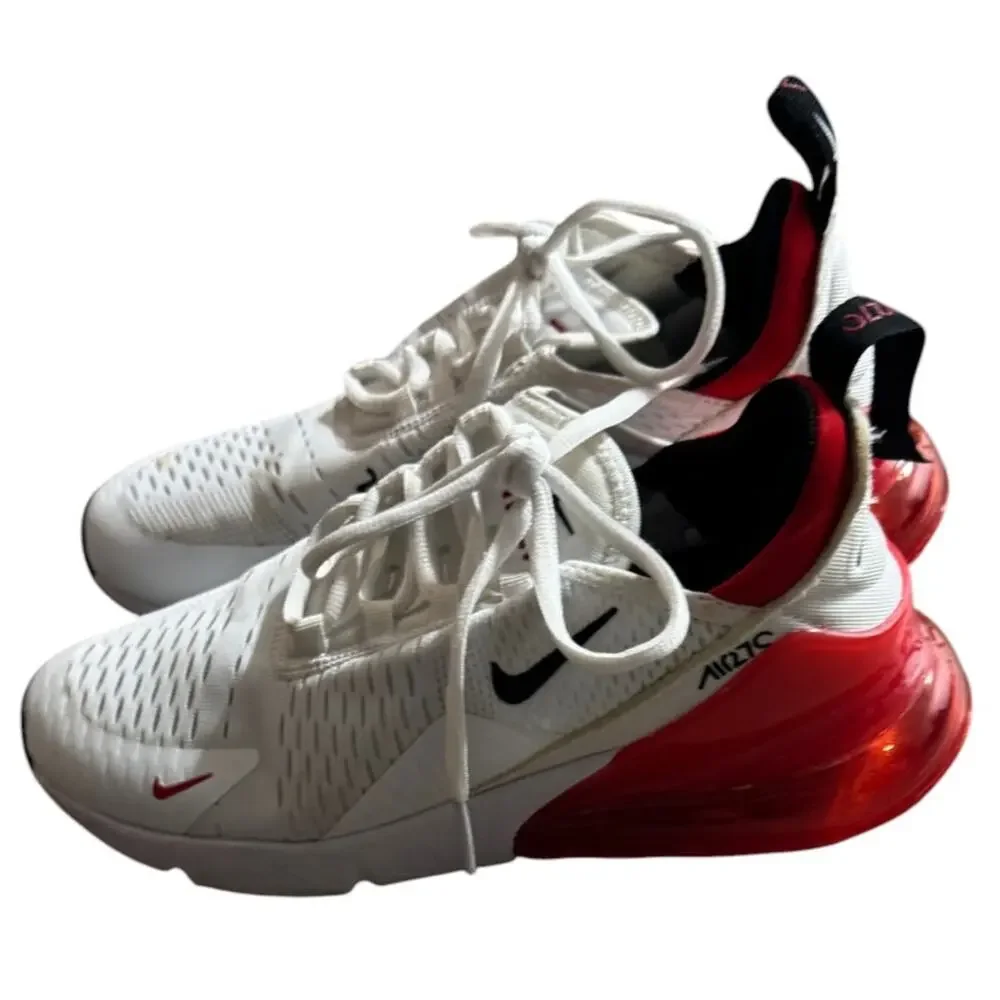 Nike Air Max 270 Sneakers Athletic Shoes Men's 8 White Red Black Mesh Running